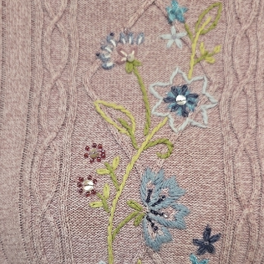 Alfred Dunner Lilac Floral Long Sleeve Mock Turtleneck Grandmacore Sweater L - Picture 3 of 5